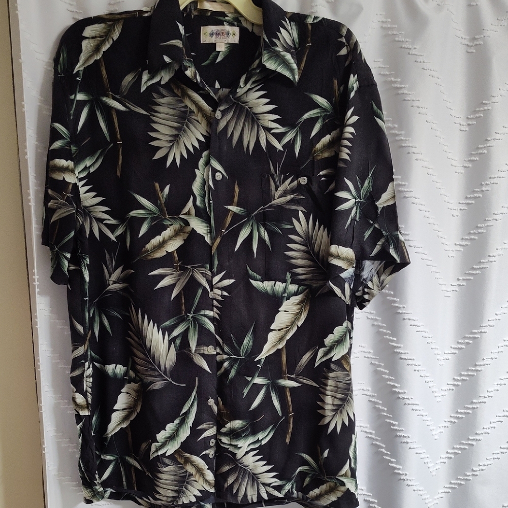 Tropical Black and Green Men's Shirt Campia size L